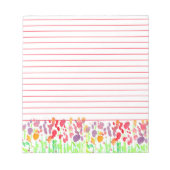 Heldere Waterverf Wildbloemen Rood gelijnd Notitieblok (Voorkant)