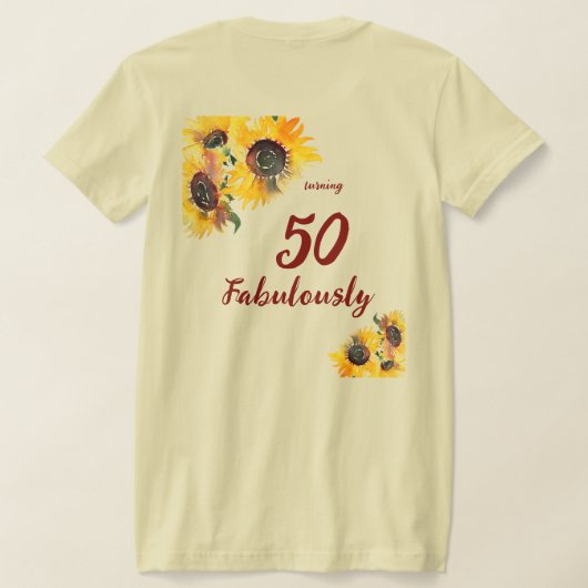 Heldere Waterverf Zonnebloem Fabulous 50 T-shirt (Laag Achter)