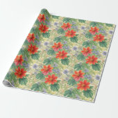Heldere waterverven bloemen cadeaupapier (Uitgerold)