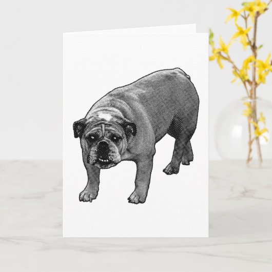 Heldere Wens Bulldog Kaart (Gele Bloem)