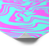 Heldere wervelende Abstracte kunst in roze en Blau Poster (Hoek)