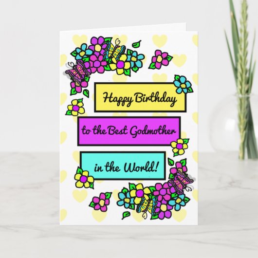 Heldere  Whimsical Birthday voor Godmoeder Kaart (Voorkant)