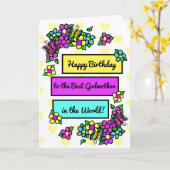 Heldere  Whimsical Birthday voor Godmoeder Kaart (Gele Bloem)
