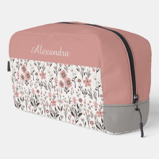 Heldere wilde bloem bladeren toilettasje (Rechterhoek)