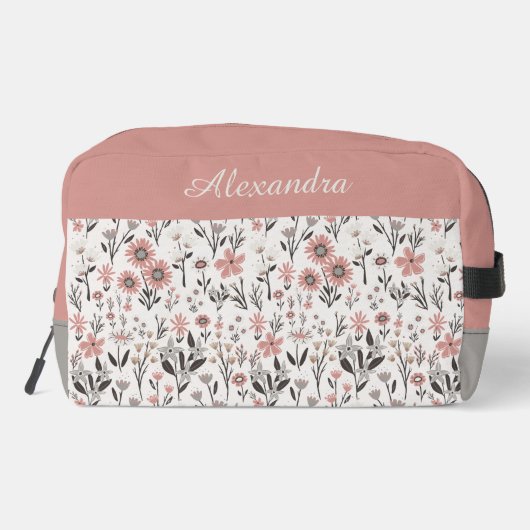 Heldere wilde bloem bladeren toilettasje (Achterkant)