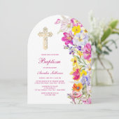 Heldere Wilde Bloemen Boog Doop Kaart (Staand voorkant)