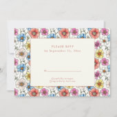 Heldere wilde bloemen patroon RSVP kaart (Voorkant)