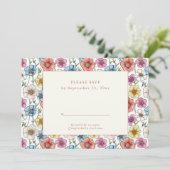 Heldere wilde bloemen patroon RSVP kaart (Staand voorkant)