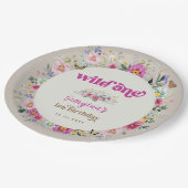 Heldere Wildflower Meadow Wild One Birthday Papieren Bordje (Gekanteld)