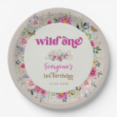 Heldere Wildflower Meadow Wild One Birthday Papieren Bordje (Voorkant)