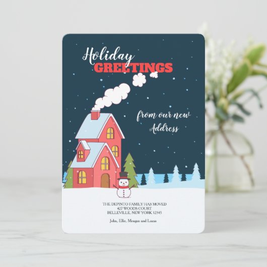 Heldere Winter Night Open House Kaart (Staand voorkant)