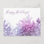 Heldere winterdag Roze gekleurde Sneeuwbomen Feestdagenkaart (Voorkant)