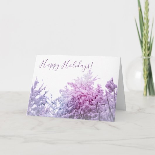 Heldere winterdag Roze getinte Besneeuwde bomen Feestdagen Kaart (Voorkant)