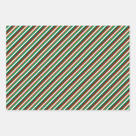 Heldere winterkleuren Stripe Set 2 Inpakpapier Vel