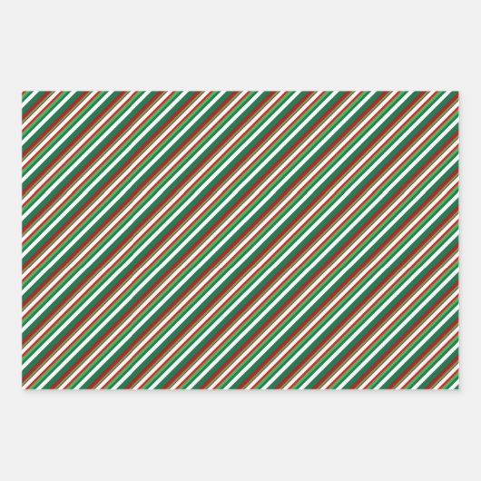 Heldere winterkleuren Stripe Set 2 Inpakpapier Vel (Voorkant)