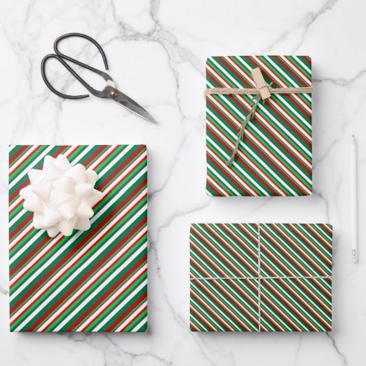 Heldere winterkleuren Stripe Set 2 Inpakpapier Vel (Voorkant)