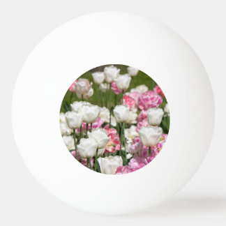Heldere witte en roze tulpen op een zonnige dag pingpongbal