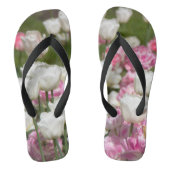 Heldere witte en roze tulpen op een zonnige dag teenslippers (Voetbed)
