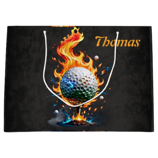 Heldere witte golfbal groot cadeauzakje (Voorkant)