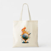 Heldere witte golfbal tote bag (Achterkant)