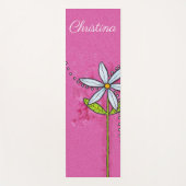 , heldere, witte, groene bladzijnen roze yogamat (Voorkant)