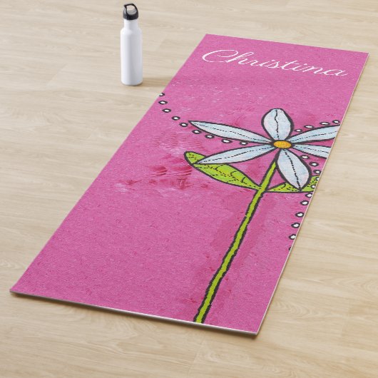 , heldere, witte, groene bladzijnen roze yogamat (In situ)