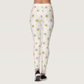Heldere witte madeliefjes met gele centra leggings (Achterkant)