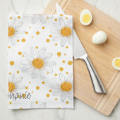 Heldere witte madeliefjes met gele centra theedoek (Quarter Fold)