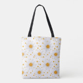 Heldere witte madeliefjes met gele centra tote bag (Achterkant)