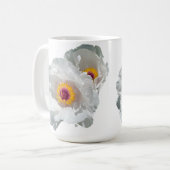 Heldere witte pioenroos Mok (Voorkant links)