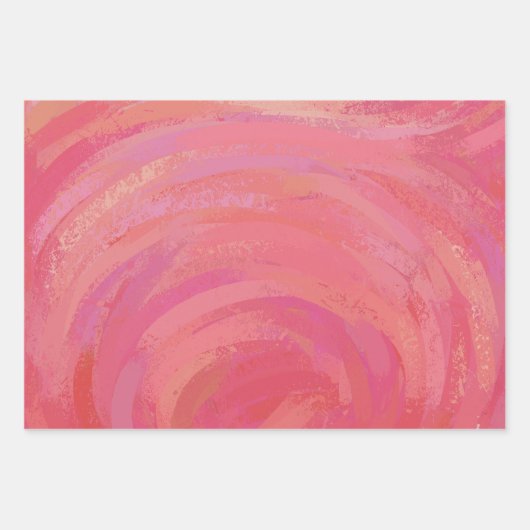 Heldere zalmroze kleurgecoördineerde patronen inpakpapier vel (Voorkant 3)