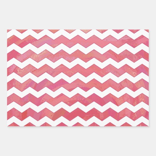 Heldere zalmroze kleurgecoördineerde patronen inpakpapier vel (Voorkant 2)