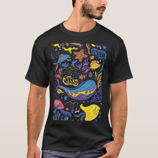 Heldere Zee Patroon - Zee Doodle tekening T-shirt (Voorkant)