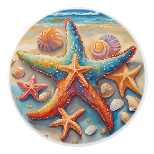 Heldere zeester keramische knop (Voorkant)