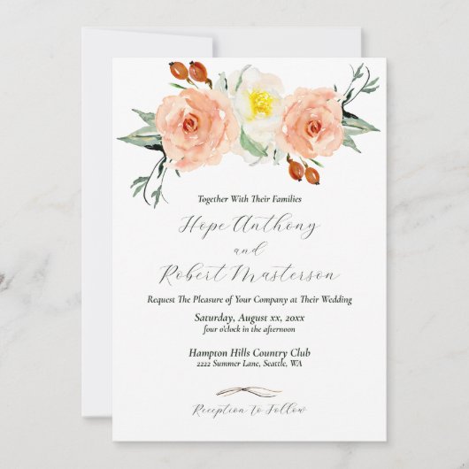 Heldere zomer bloemen bruiloft kaart (Voorkant)