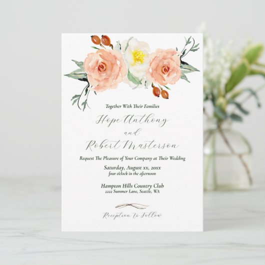 Heldere zomer bloemen bruiloft kaart (Staand voorkant)