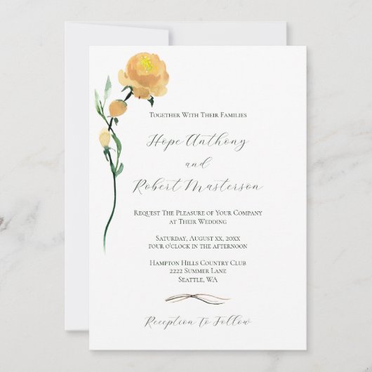 Heldere zomer bloemen bruiloft kaart (Voorkant)