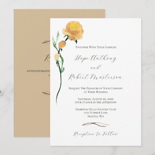 Heldere zomer bloemen bruiloft kaart (Voorkant / Achterkant)