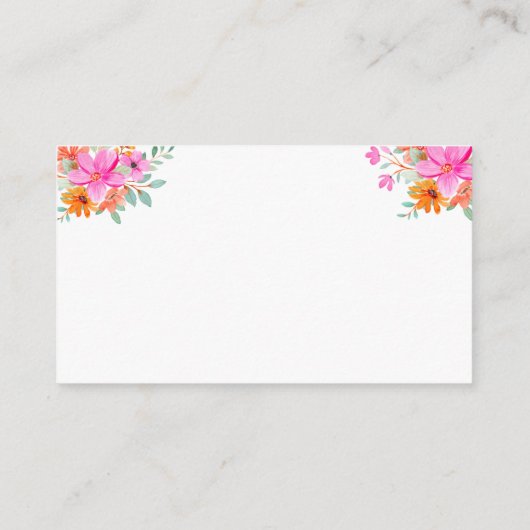 Heldere zomer bloemendouche Luier Raffle Informatiekaartje (Achterkant)