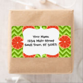 Heldere zomer Citrus Grapefruits op Groene Chevron Etiket (Insitu)