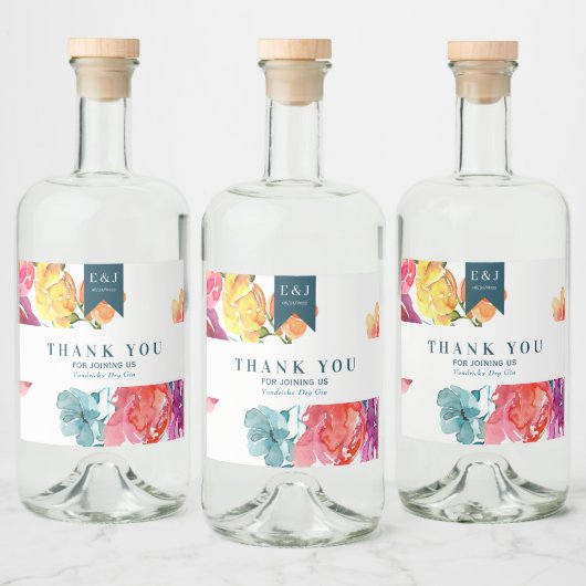 Heldere zomer "Dankuwel" etiket op de liquorfles (Flessen)