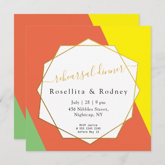 Heldere zomer digitale bruiloft repetitie diner kaart (Voorkant / Achterkant)