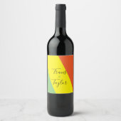 Heldere zomer kleuren bruiloft wijn etiket (Voorkant)