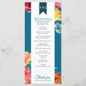 Heldere zomer kleurrijke benzine bruiloft programm programmakaart (Achterkant)