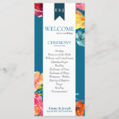 Heldere zomer kleurrijke benzine bruiloft programm programmakaart (Voorkant)