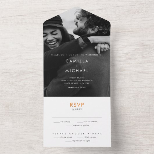 Heldere zomer moderne bruiloft uitnodiging (Binnen)