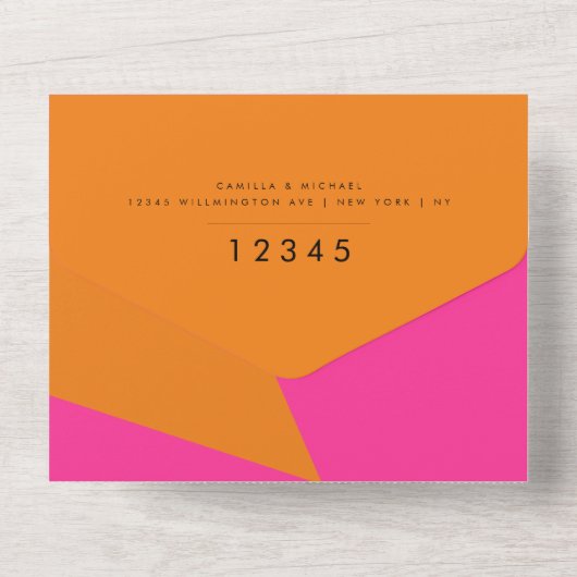 Heldere zomer moderne bruiloft uitnodiging (Achterkant)