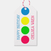 Heldere zomer polka stippen op wit gepersonaliseer cadeaulabel (Voorkant)