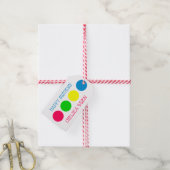 Heldere zomer polka stippen op wit gepersonaliseer cadeaulabel (Met Touw)