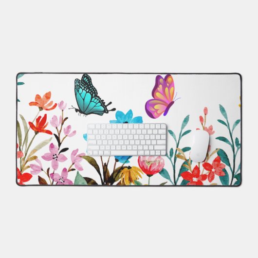 Heldere zomer Wildflower Border Design Bureaumat (Keyboard & Muis)